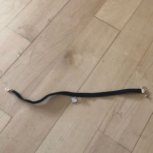Black velvet choker with Rhinestone heart